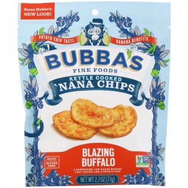 Bubba's Fine Foods, 'ナナチップス、ブレイジングバッファロー、2.7オンス (77 g) (Discontinued Item)
