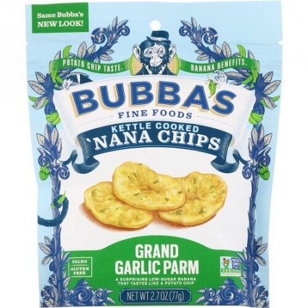 Bubba's Fine Foods, 'ナナチップス、グランドガーリックパーム、2.7オンス (77 g) (Discontinued Item)