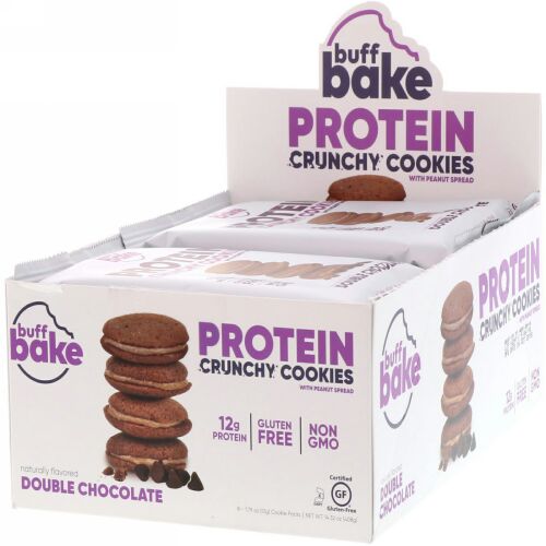 Buff Bake, プロテイン・サンドイッチクッキー、ダブルチョコレート、8個入りパック、各1.79オンス (51 g) (Discontinued Item)