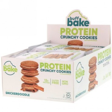 Buff Bake, Protein Crunchy Cookies, Snickerdoodle, 8 Cookie Packs, 1.79 oz (51 g) Each (Discontinued Item)