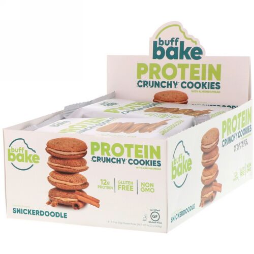 Buff Bake, Protein Crunchy Cookies, Snickerdoodle, 8 Cookie Packs, 1.79 oz (51 g) Each (Discontinued Item)