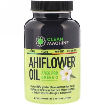 CLEAN MACHINE, Ahiflower Oil, 90 Vegan Softgels (Discontinued Item)