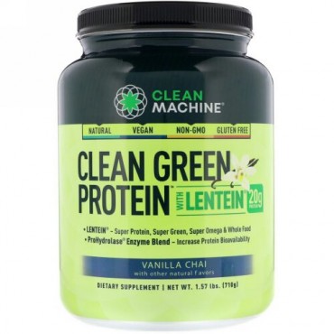 CLEAN MACHINE, クリーングリーンプロテイン（レンテイン（Lentein）、バニラチャイ配合）、1.57 lbs (710 g) (Discontinued Item)