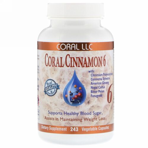 CORAL LLC, Coral Cinnamon 6, 243 Vegetable Capsules (Discontinued Item)