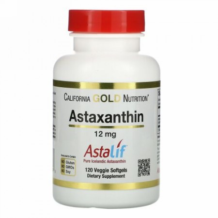 California Gold Nutrition, アスタキサンチン、アスタリフ（アスタリフ）純アイスランド産、12mg、植物性ソフトジェル120粒