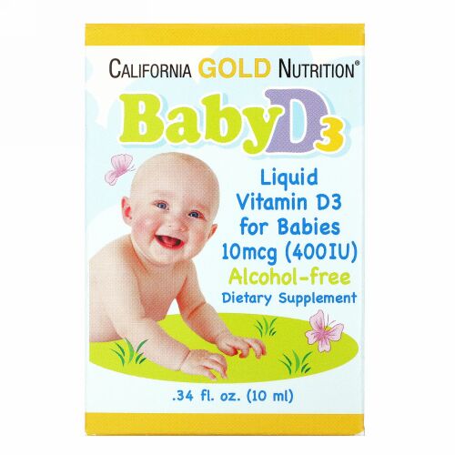 California Gold Nutrition, ベビービタミンD3ドロップ、400IU、10ml（0.34液量オンス