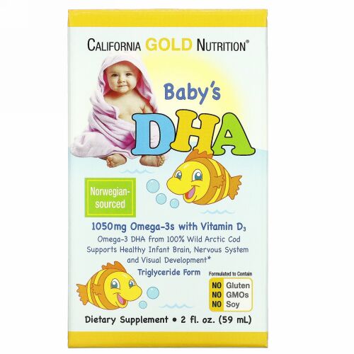 California Gold Nutrition, ベビー用DHA、ビタミンD3配合オメガ3、1050mg、59ml（2液量オンス）