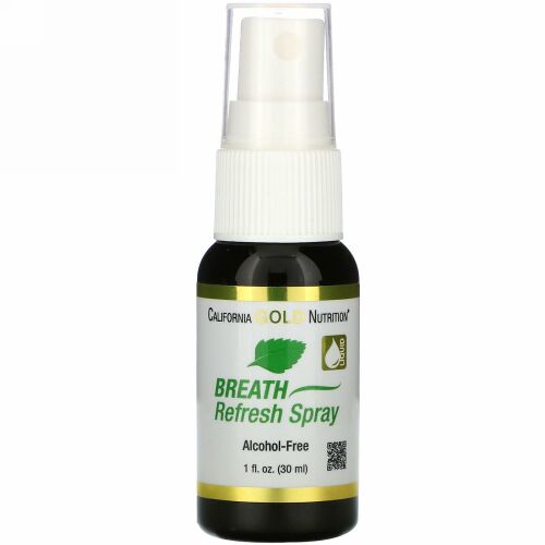 California Gold Nutrition, ブレスリフレッシュスプレー、ナチュラルペパーミント、アルコール不使用、30ml（1液量オンス）
