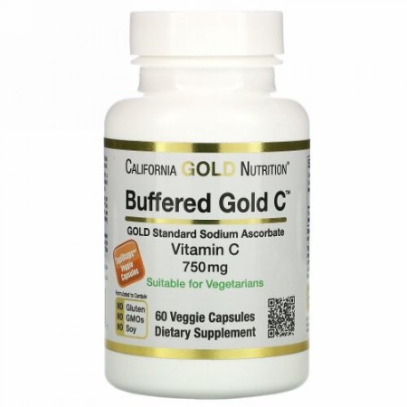California Gold Nutrition, 緩衝ビタミンCカプセル、750mg、ベジカプセル60粒