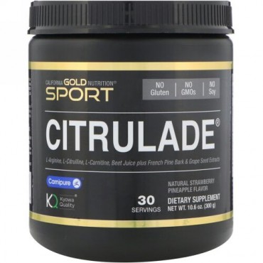 California Gold Nutrition, シトルレード、L-アルギニン、L-シトルリン、L-カルニチンのフォーミュラ、ビートジュース・プラス、天然ストロベリー・パイナップル、10.6 oz (300 g) (Discontinued Item)