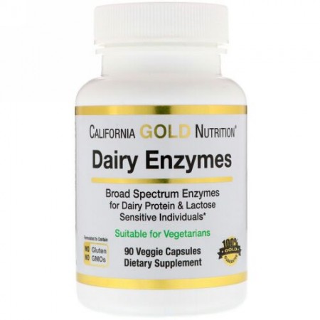 California Gold Nutrition, 乳製品酵素 乳製品プロテイン &  ラクトース 90植物性カプセル (Discontinued Item)