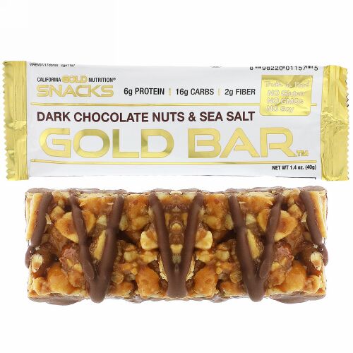 California Gold Nutrition, ダークチョコレートナッツ & シーソルトバー、1.4オンス (40 g) (Discontinued Item)