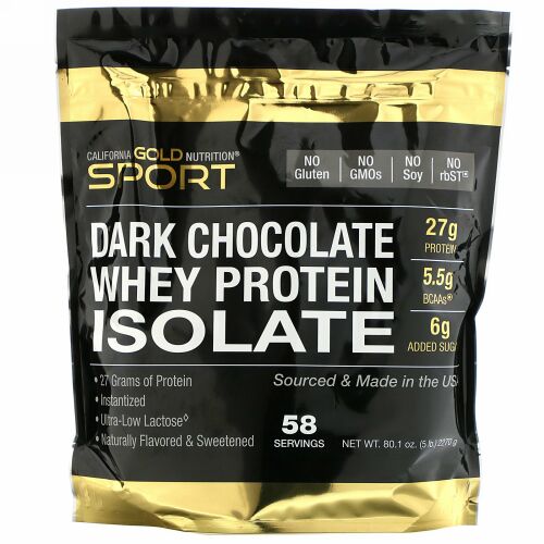 California Gold Nutrition, ダークチョコレートホエイタンパク質アイソレート、2,270 g（5 lbs）