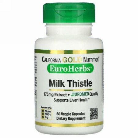 California Gold Nutrition, EuroHerbs（ユーロハーブ）、オオアザミエキス、シリマリン80％、175mg、ベジカプセル60粒