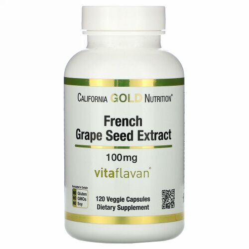 California Gold Nutrition, フランス産ブドウ種子エキス、VitaFlavan（ビタフラバン）、身体を錆びさせないポリフェノール配合、100mg、ベジカプセル120粒