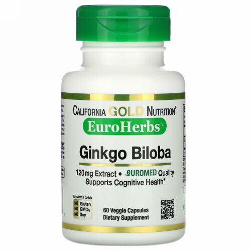 California Gold Nutrition, イチョウエキス、EuroHerbs（ユーロハーブ）、ヨーロッパ品質、120mg、ベジカプセル60粒
