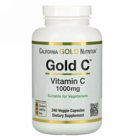 California Gold Nutrition, Gold C（ゴールドC）、ビタミンC、1,000mg、ベジカプセル240粒