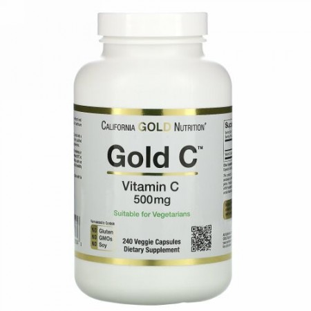 California Gold Nutrition, Gold C（ゴールドC）、ビタミンC、500mg、ベジカプセル240粒