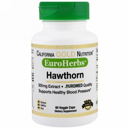 California Gold Nutrition, ユーロハーブス、ホーソンXT、300 mg、ベジカプセル60粒 (Discontinued Item)