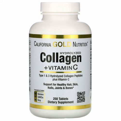 California Gold Nutrition, 加水分解コラーゲンペプチド＋ビタミンC、I型＆III型、1回分あたり6,000mg、250粒