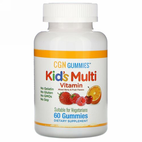 California Gold Nutrition, 子ども用マルチビタミングミ、ゼラチン無添加、ミックスベリー＆フルーツ味、グミ60粒