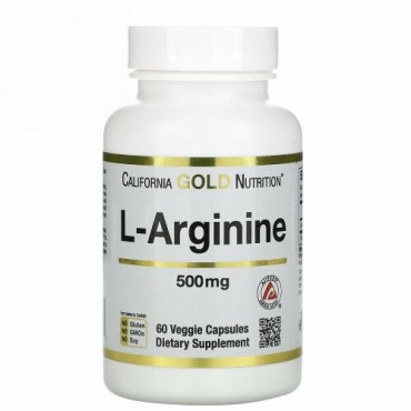 California Gold Nutrition, L-アルギニン、AjiPure（アジピュア）、500mg、植物性カプセル60粒