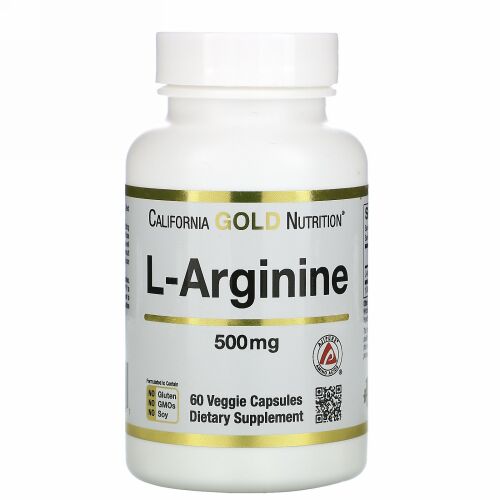 California Gold Nutrition, L-アルギニン、AjiPure（アジピュア）、500mg、植物性カプセル60粒