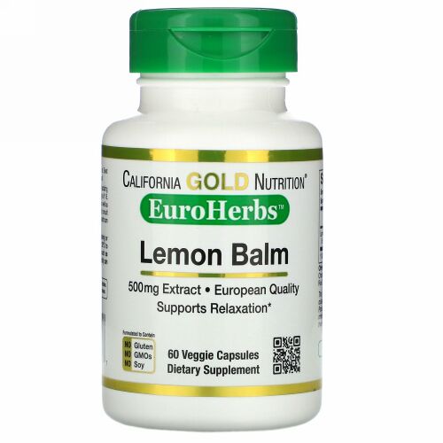 California Gold Nutrition, レモンバームエキス、ヨーロッパ品質、500mg、ベジカプセル60粒