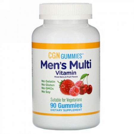 California Gold Nutrition, 男性用マルチビタミングミ、ゼラチン・グルテン無添加、ミックスベリー＆フルーツ風味、グミ90粒