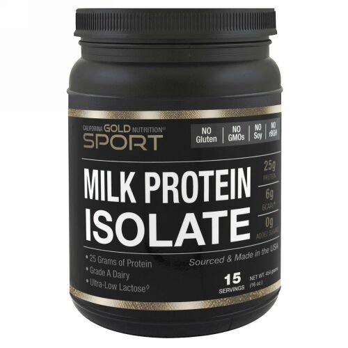 California Gold Nutrition, ミルクプロテインアイソレート、超低乳糖、グルテンフリー、16オンス (454 g) (Discontinued Item)