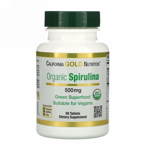 California Gold Nutrition, 有機スピルリナ、USDA認定、500mg、60粒