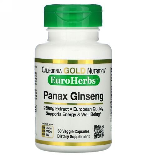 California Gold Nutrition, オタネニンジンエキス、EuroHerbs（ユーロハーブ）、250mg、ベジカプセル60粒