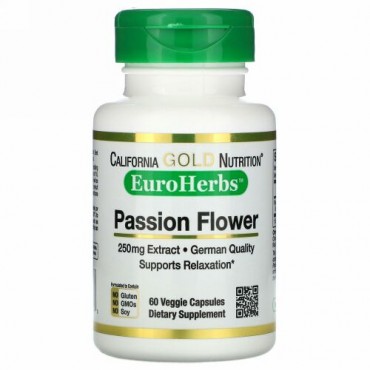 California Gold Nutrition, トケイソウ、EuroHerbs（ユーロハーブ）、250mg、ベジカプセル60粒