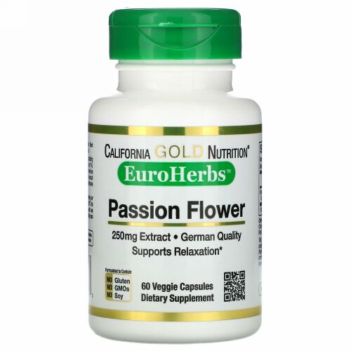 California Gold Nutrition, トケイソウ、EuroHerbs（ユーロハーブ）、250mg、ベジカプセル60粒