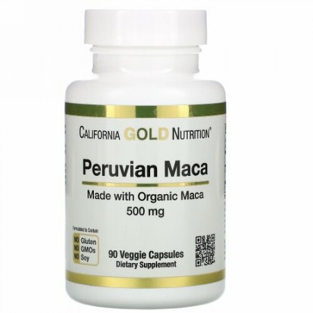 California Gold Nutrition, ペルーマカ、500mg、植物性カプセル90粒