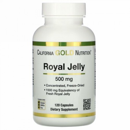 California Gold Nutrition, ローヤルゼリー、濃縮＆フリーズドライ、500mg、ベジカプセル120粒