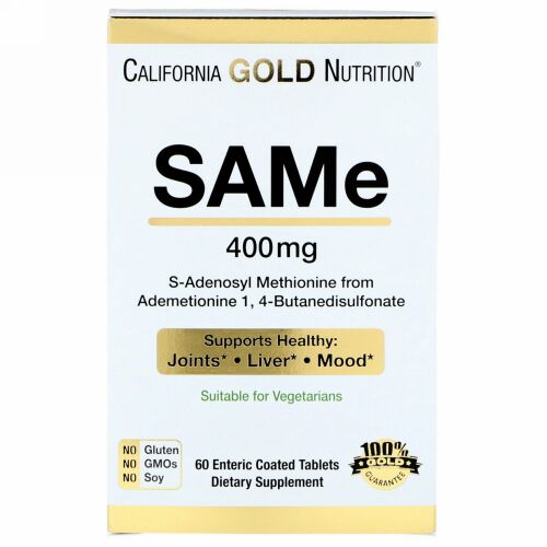 California Gold Nutrition, SAMe、 ブタンジスルホンから、400 mg、腸溶コーティング錠60個