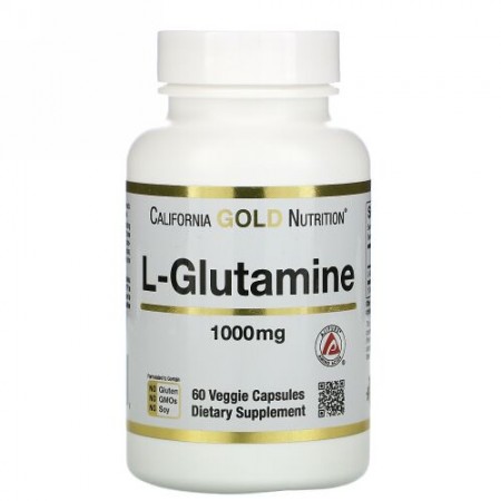 California Gold Nutrition, スポーツL-グルタミン、1,000mg、植物性カプセル60粒