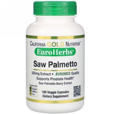 California Gold Nutrition, ノコギリヤシエキス、EuroHerbs、ヨーロッパ品質、320mg、植物性カプセル180粒 (Discontinued Item)