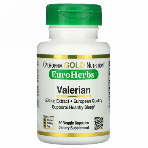 California Gold Nutrition, バレリアン、EuroHerbs（ユーロハーブ）、500mg、ベジカプセル60粒