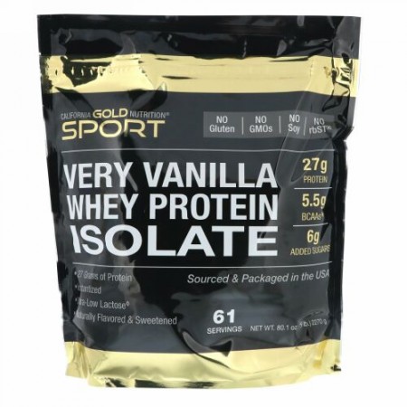 California Gold Nutrition, ホエイタンパク質アイソレートベリーバニラ風味、2270 g（5 lbs）