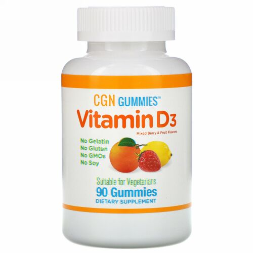 California Gold Nutrition, ビタミンD3グミ、ゼラチン・グルテン無添加、ミックスベリー＆フルーツ風味、1回分あたり2,000IU、グミ90粒
