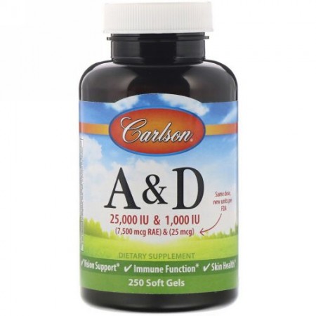 Carlson Labs, A & D、25,000 IU & 1,000 IU、250ソフトジェル (Discontinued Item)