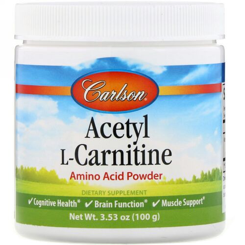 Carlson Labs, アセチルL-カルニチン、アミノ酸パウダー、3.53oz（100g）