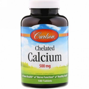 Carlson Labs, キレート化カルシウム、500 mg、180錠