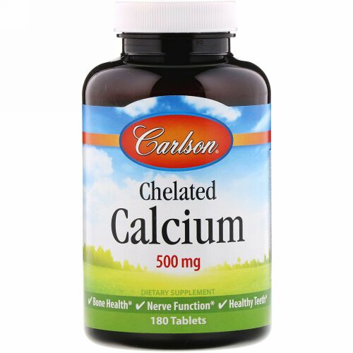Carlson Labs, キレート化カルシウム、500 mg、180錠