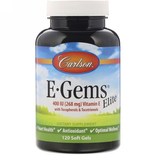 Carlson Labs, E-Gems（Eジェムス）エリート、ビタミンE、268mg（400IU）、ソフトジェル120粒