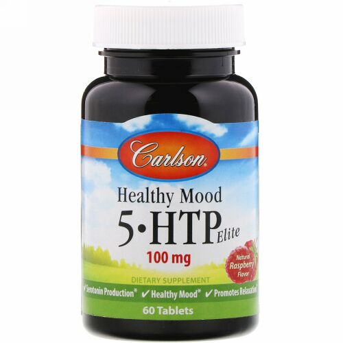 Carlson Labs, Healthy Mood, 5-HTP Elite, Natural Raspberry Flavor, 100 mg, 60 Tablets (Discontinued Item)