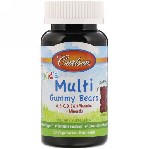 Carlson Labs, Kid's, Multi Gummy Bears, Natural Raspberry Flavor, 30 Vegetarian Gummies (Discontinued Item)