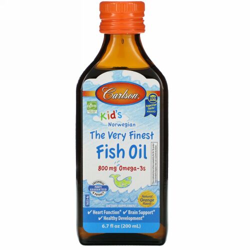 Carlson Labs, Kid's Norwegian, The Very Finest Fish Oil, Natural Orange Flavor, 800 mg, 6.7 fl oz (200 ml)